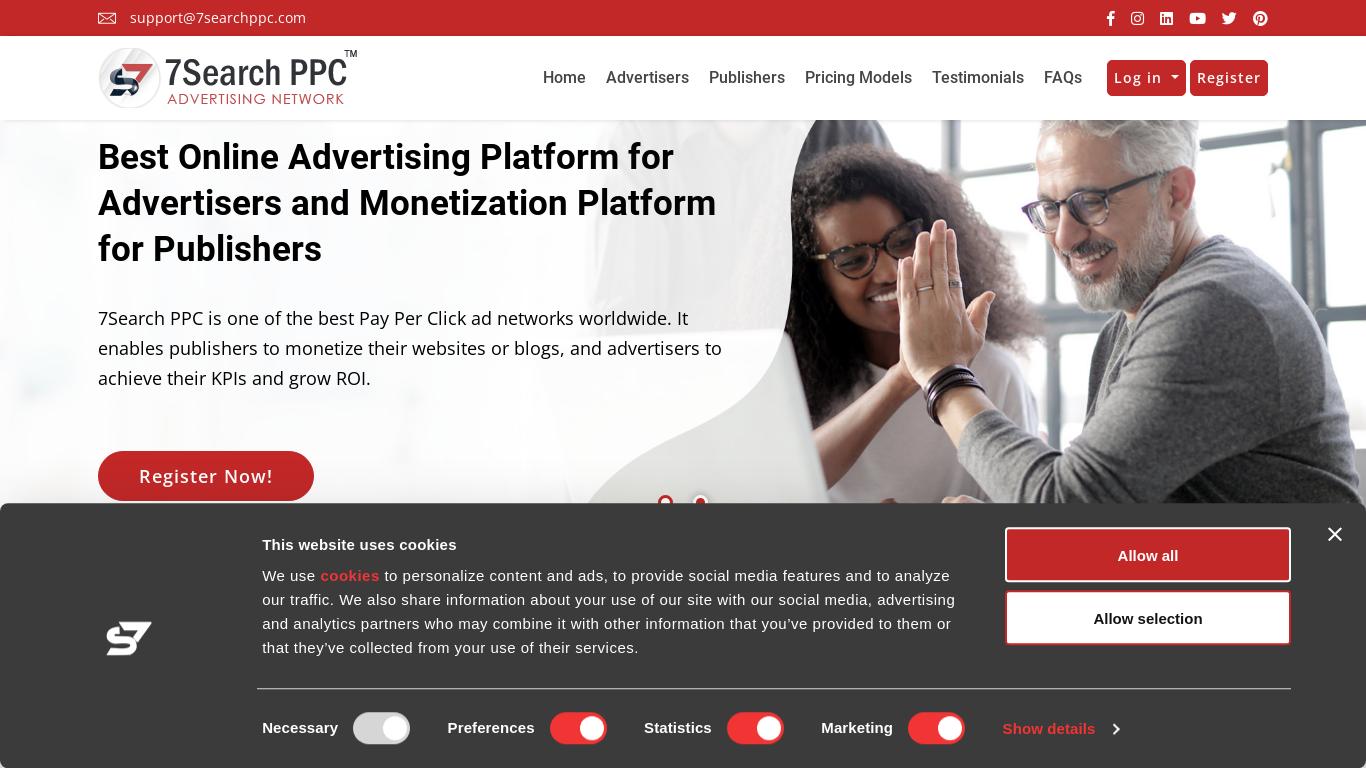 7Search PPC - Premium Ad network that connects vertical-specific advertisers with high-traffic geo-based publishers. Join us for a seamless journey to success!